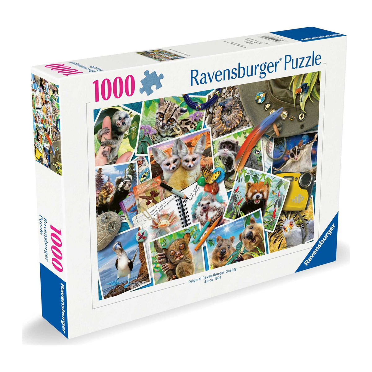 A Traveler's Animal Journal 1000 piece jigsaw puzzle by Ravensburger, alternate view
