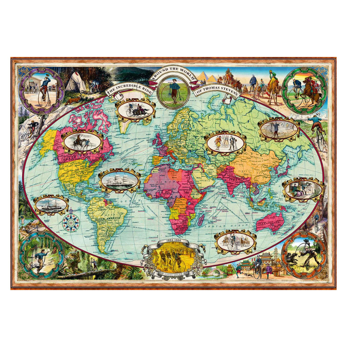 Around the World by Bike 1000 piece jigsaw puzzle by Ravensburger, alternate view