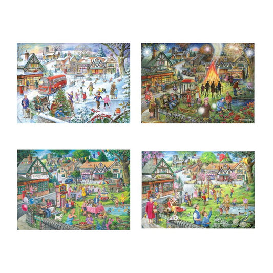 Seasons on the Green 4 x 500 piece jigsaw puzzles by House of Puzzles, alternate view