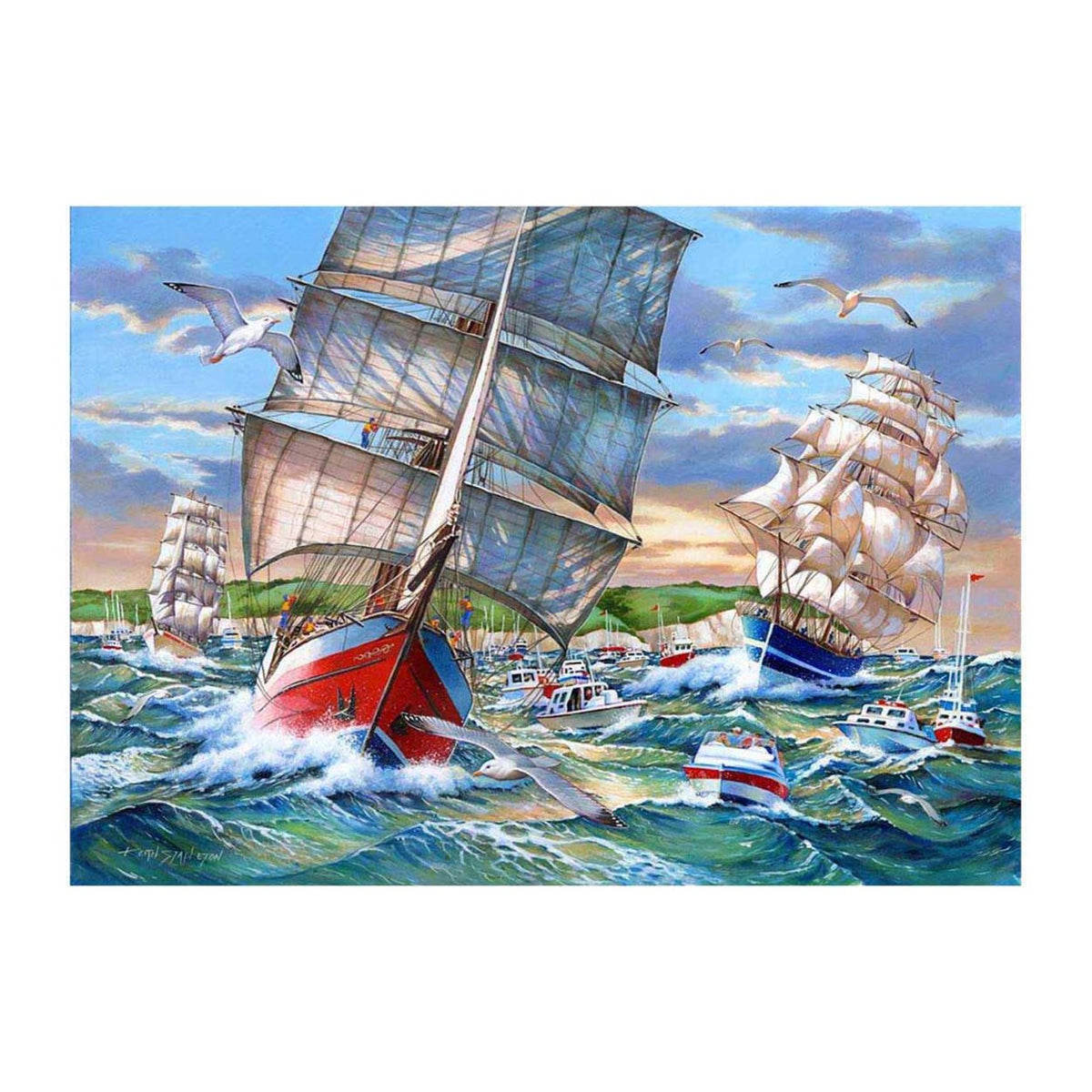 Tall Ships 1000 piece jigsaw puzzle by House of Puzzles, alternate view