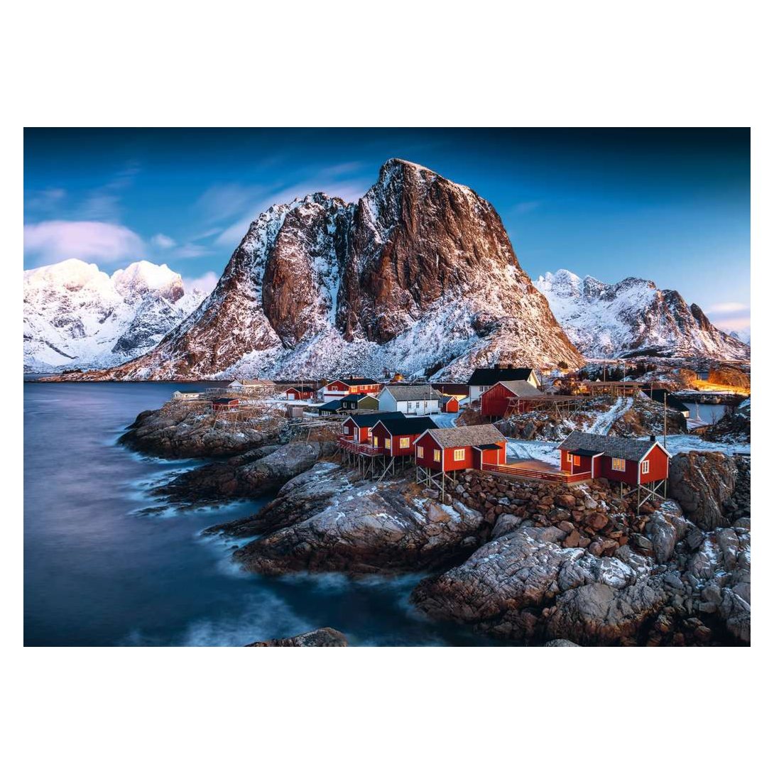 Village on Lofoten Islands 1000 piece jigsaw puzzle by Ravensburger, alternate view