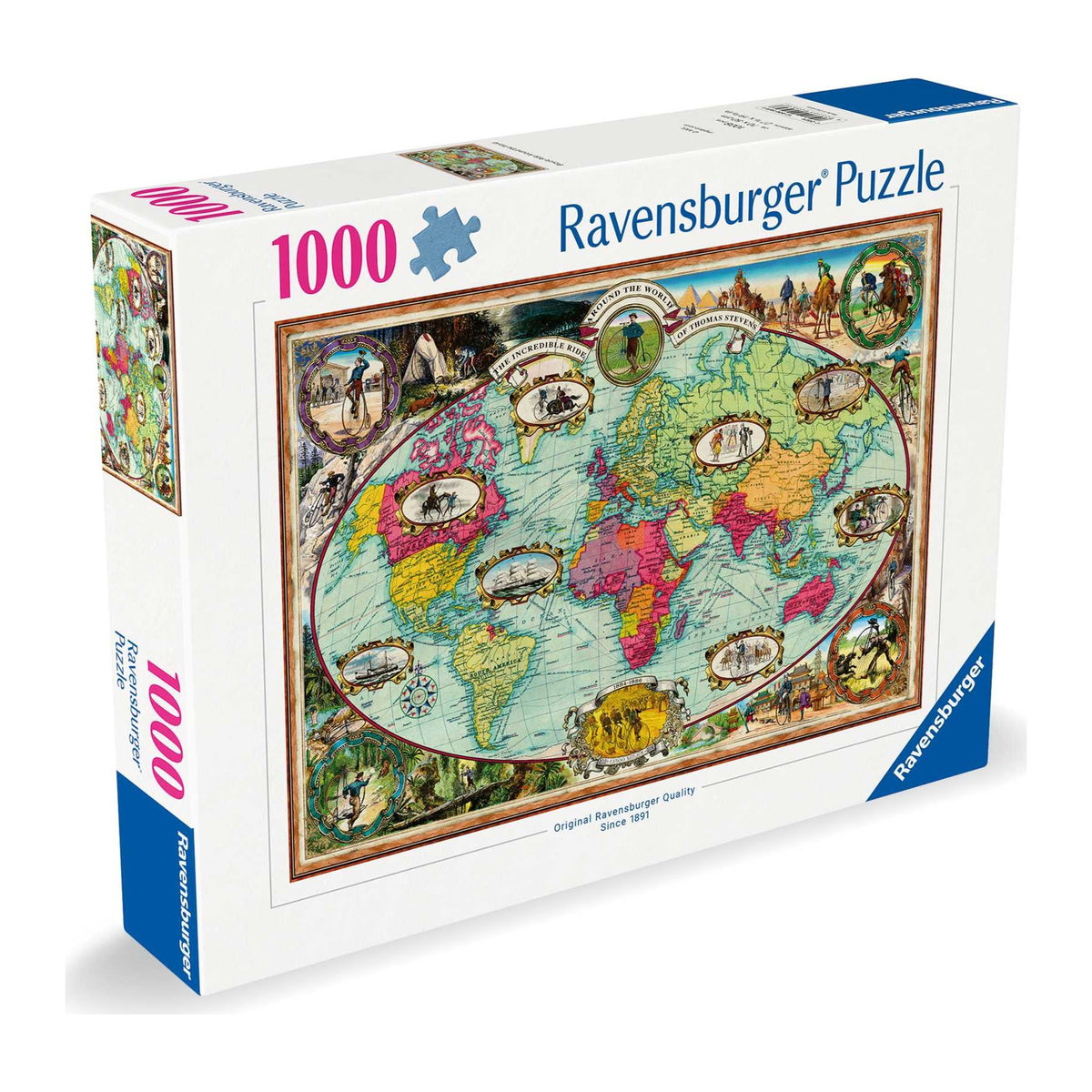 Around the World by Bike 1000 piece jigsaw puzzle by Ravensburger, alternate view