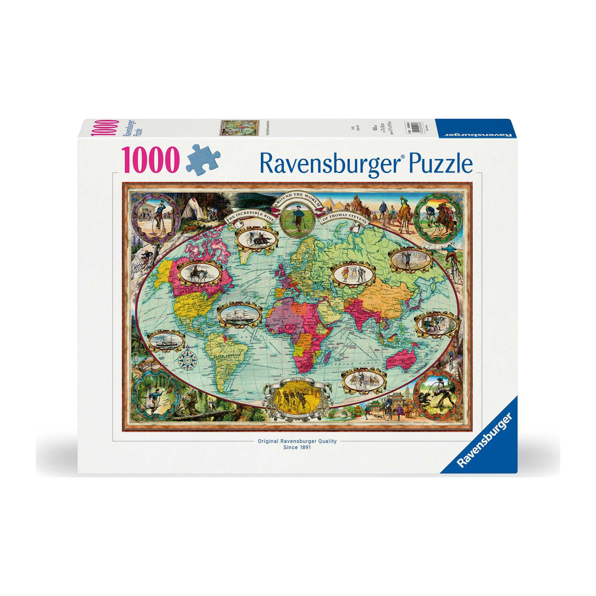 Around the World by Bike 1000 piece jigsaw puzzle by Ravensburger