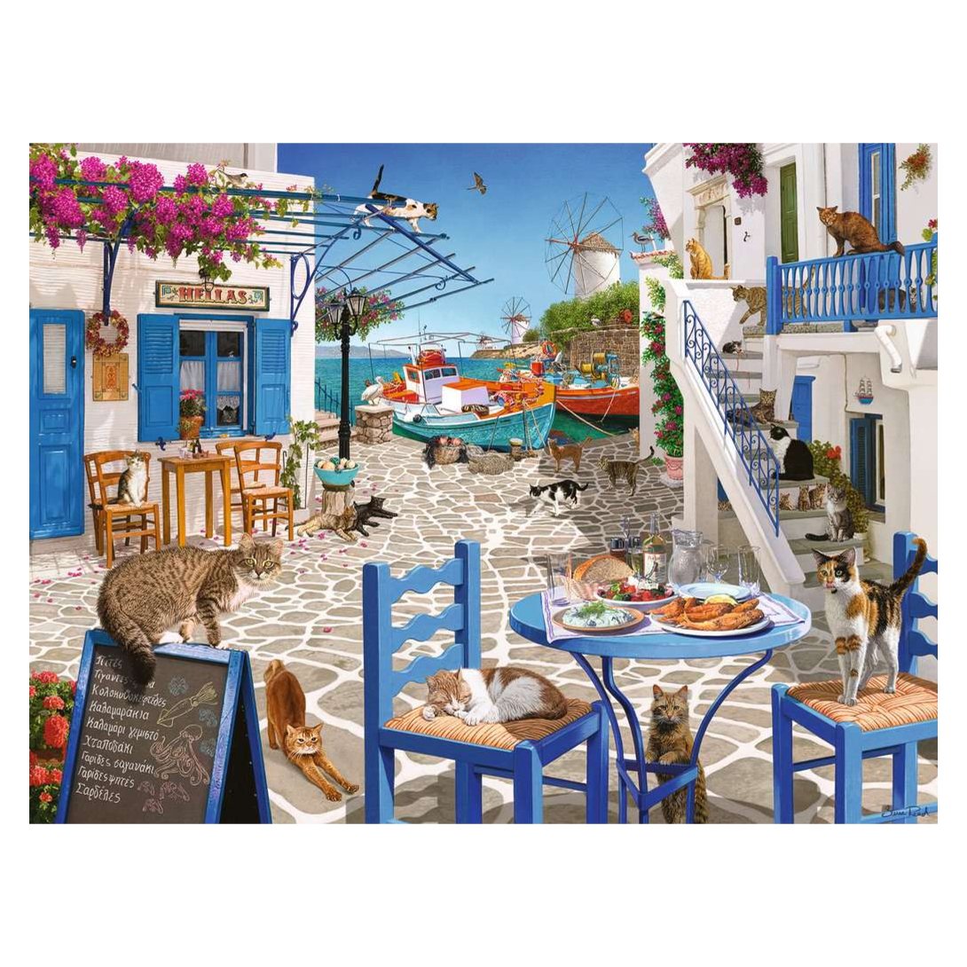 Cats of Mykonos 1500 piece jigsaw puzzle by Ravensburger, alternate view