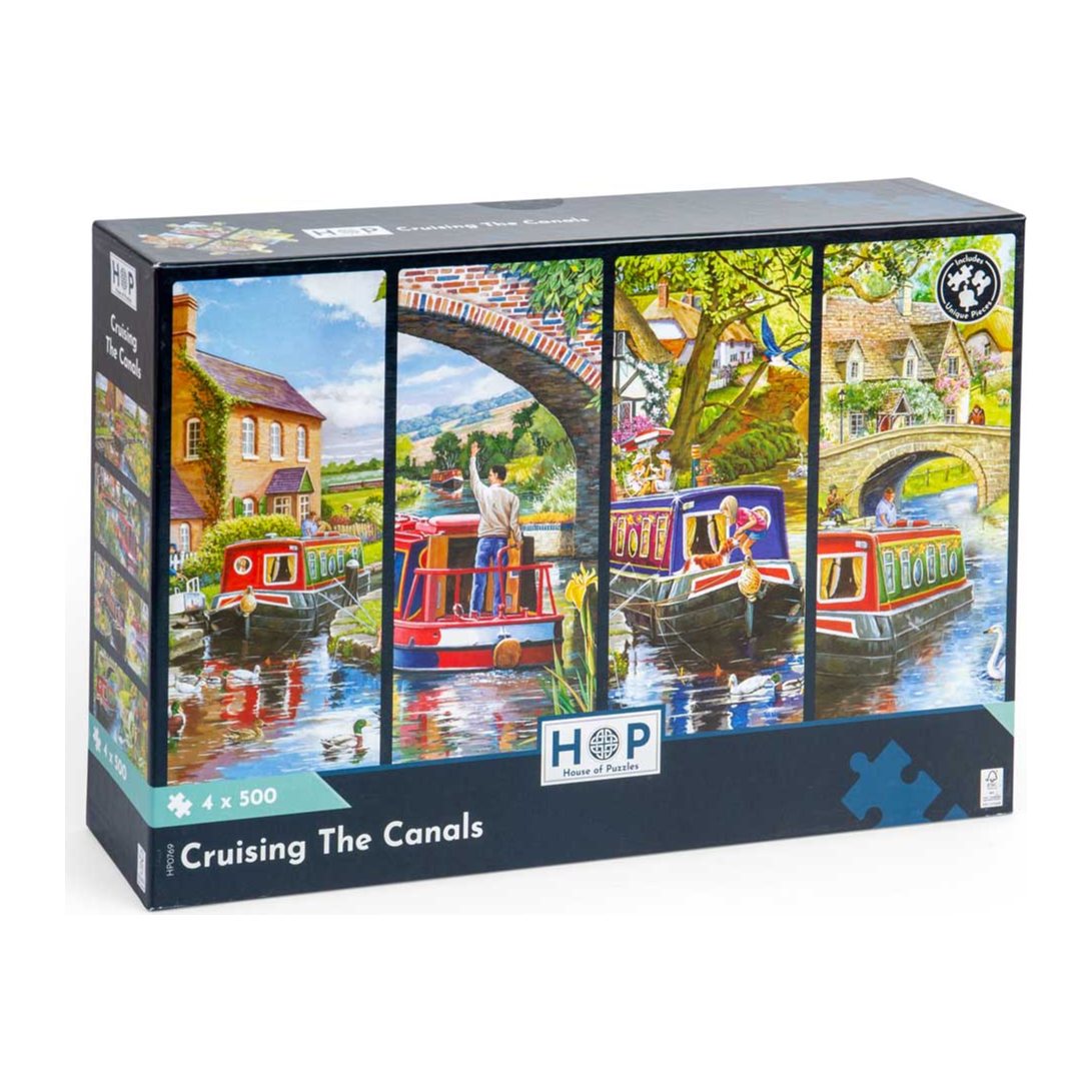 Cruising the Canals 4 x 500 piece jigsaw puzzles by House of Puzzles
