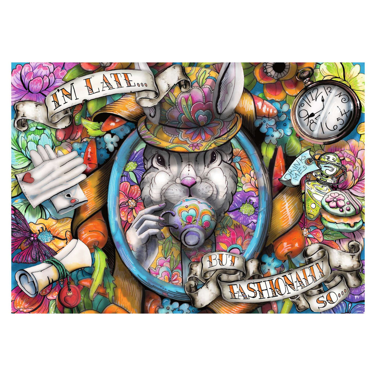 Fashionably Late 1000 piece jigsaw puzzle by Ravensburger, alternate view