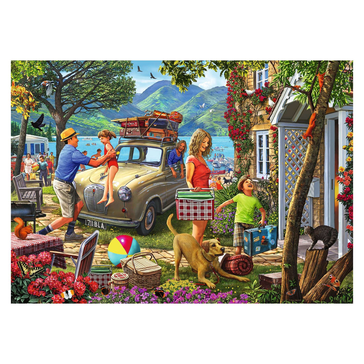 Holiday Cottage 1000 piece jigsaw puzzle by Ravensburger, alternate view