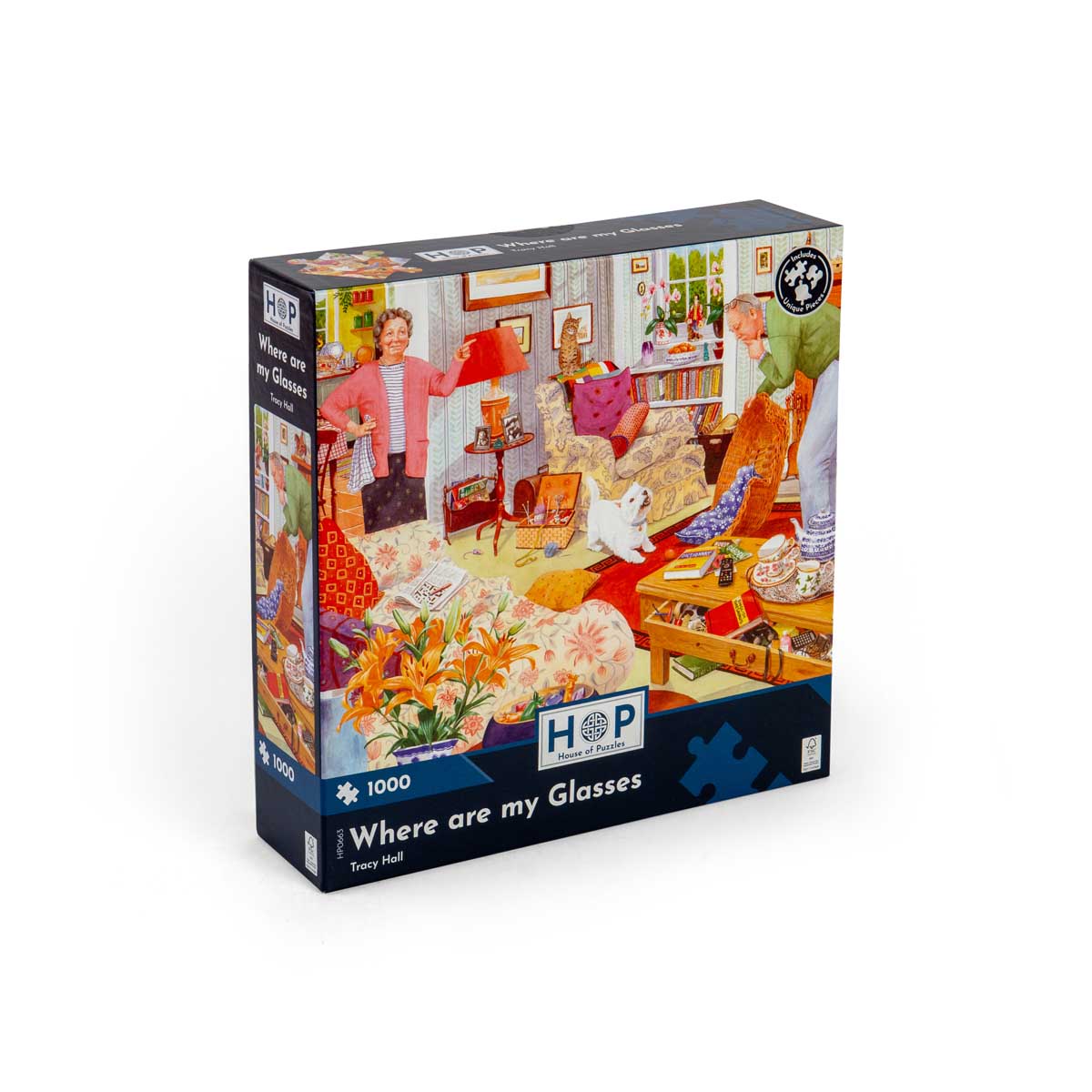 Where Are My Glasses? — 1000-piece jigsaw puzzle by House of Puzzles, illustrated by Tracy Hall