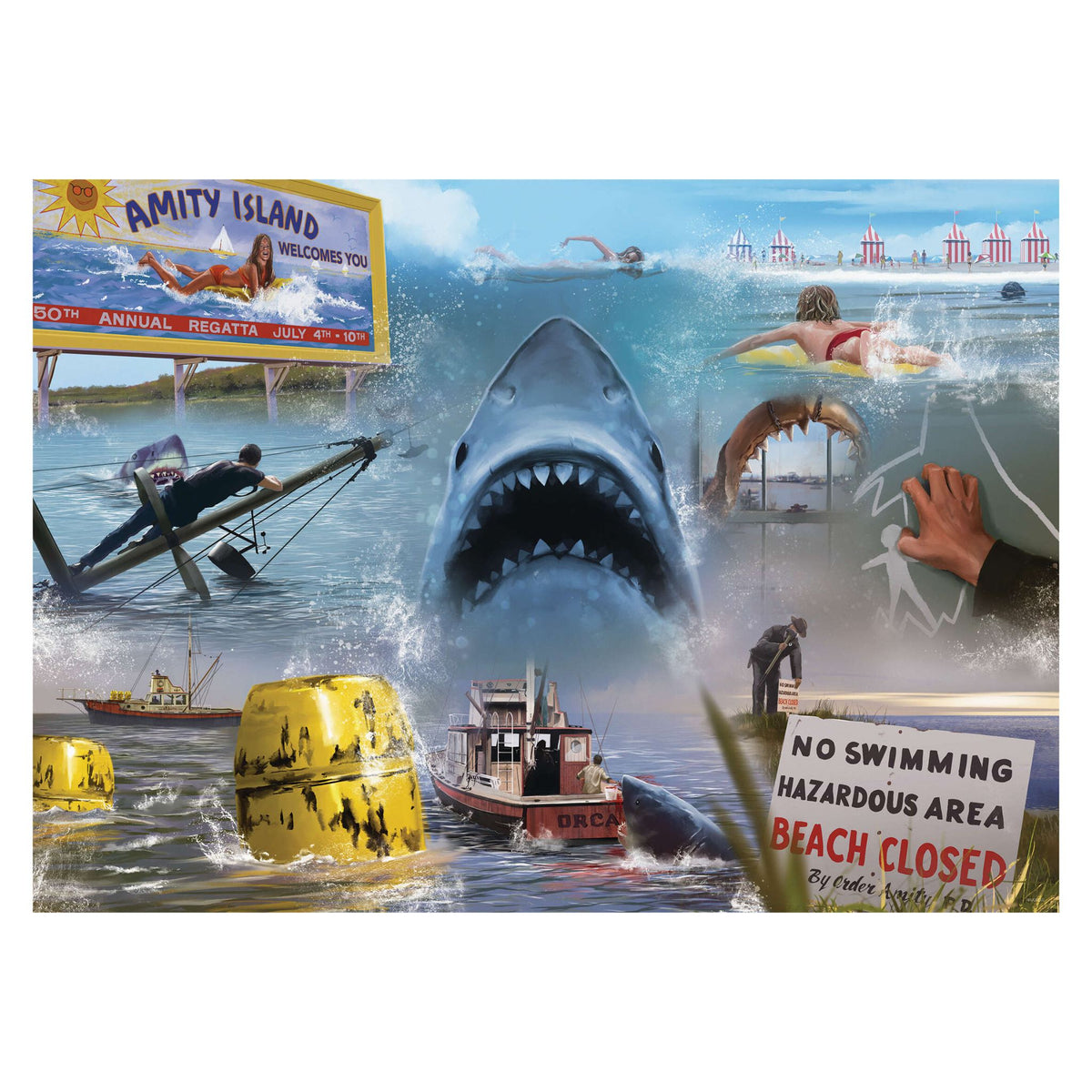 Jaws 1000 piece jigsaw puzzle by Ravensburger, alternate view