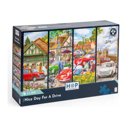 Nice Day for a Drive 4 x 500 piece jigsaw puzzles by House of Puzzles