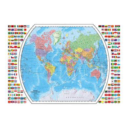 Political World Map with Flag Border 1000 piece jigsaw puzzle by Ravensburger, puzzle artwork