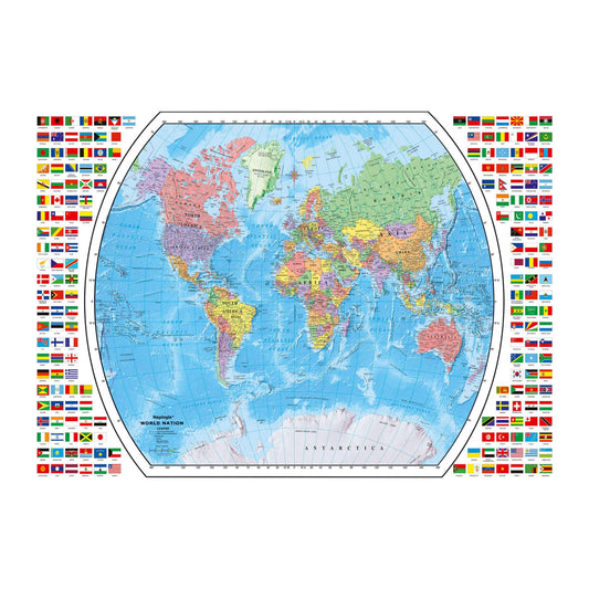 Political World Map with Flag Border 1000 piece jigsaw puzzle by Ravensburger, puzzle artwork