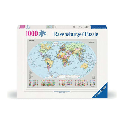 Political World Map with Flag Panel 1000 piece jigsaw puzzle by Ravensburger