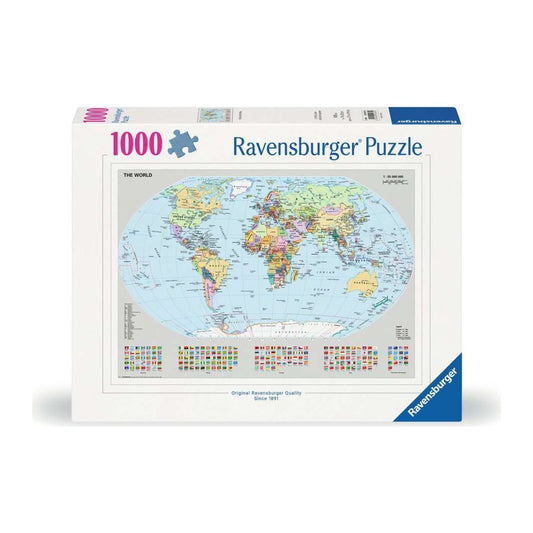 Political World Map with Flag Panel 1000 piece jigsaw puzzle by Ravensburger