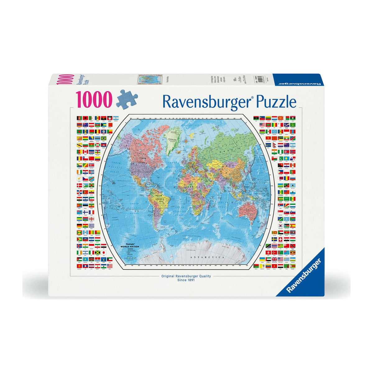 Political World Map with Flag Border 1000 piece jigsaw puzzle by Ravensburger