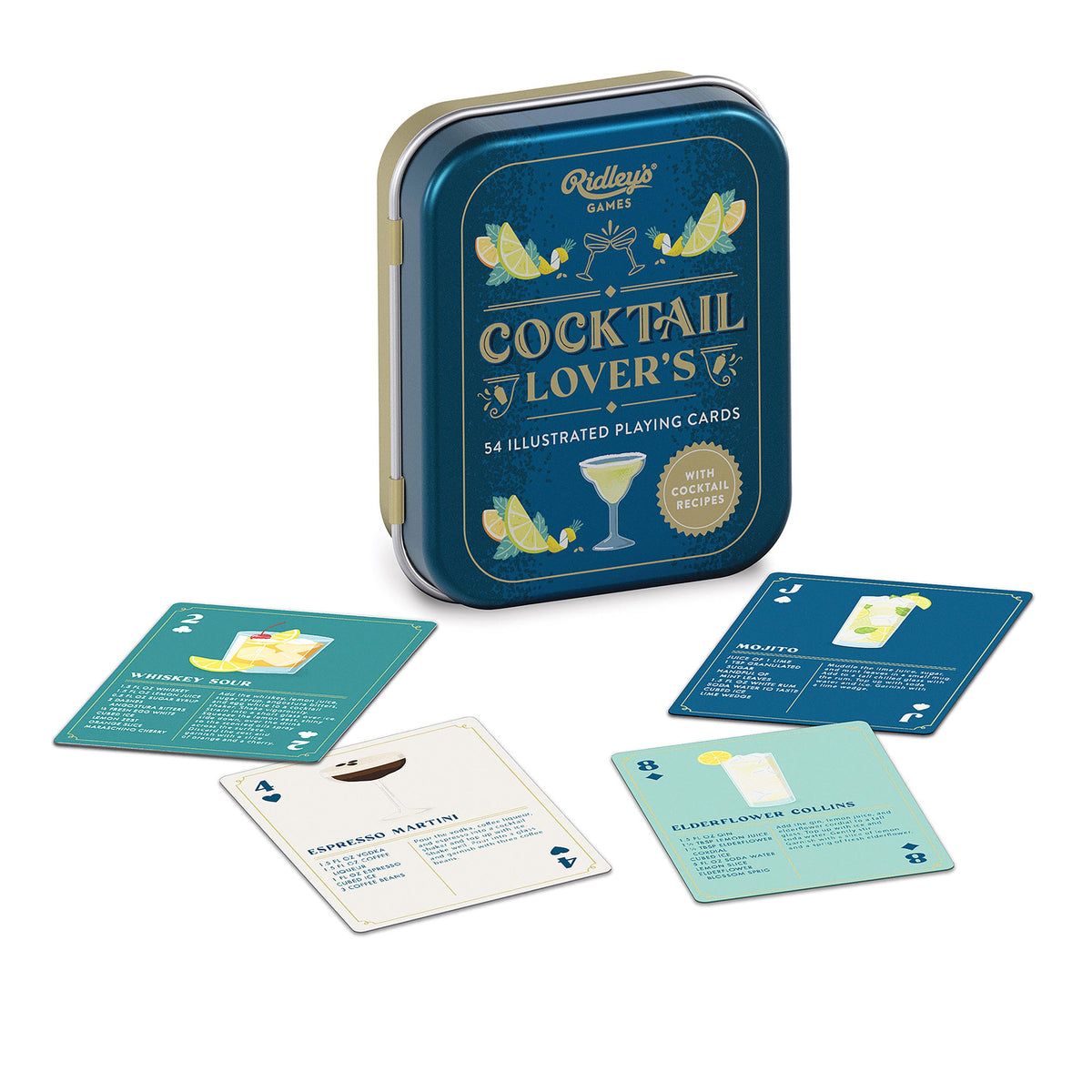 Cocktail Lover's Playing Cards in Metal Tin