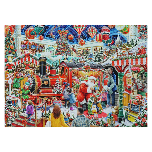 Santa's Steam Train Grotto 1000 piece jigsaw puzzle by Ravensburger, alternate view