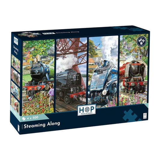 Steaming Along 4 x 500 piece jigsaw puzzles by House of Puzzles