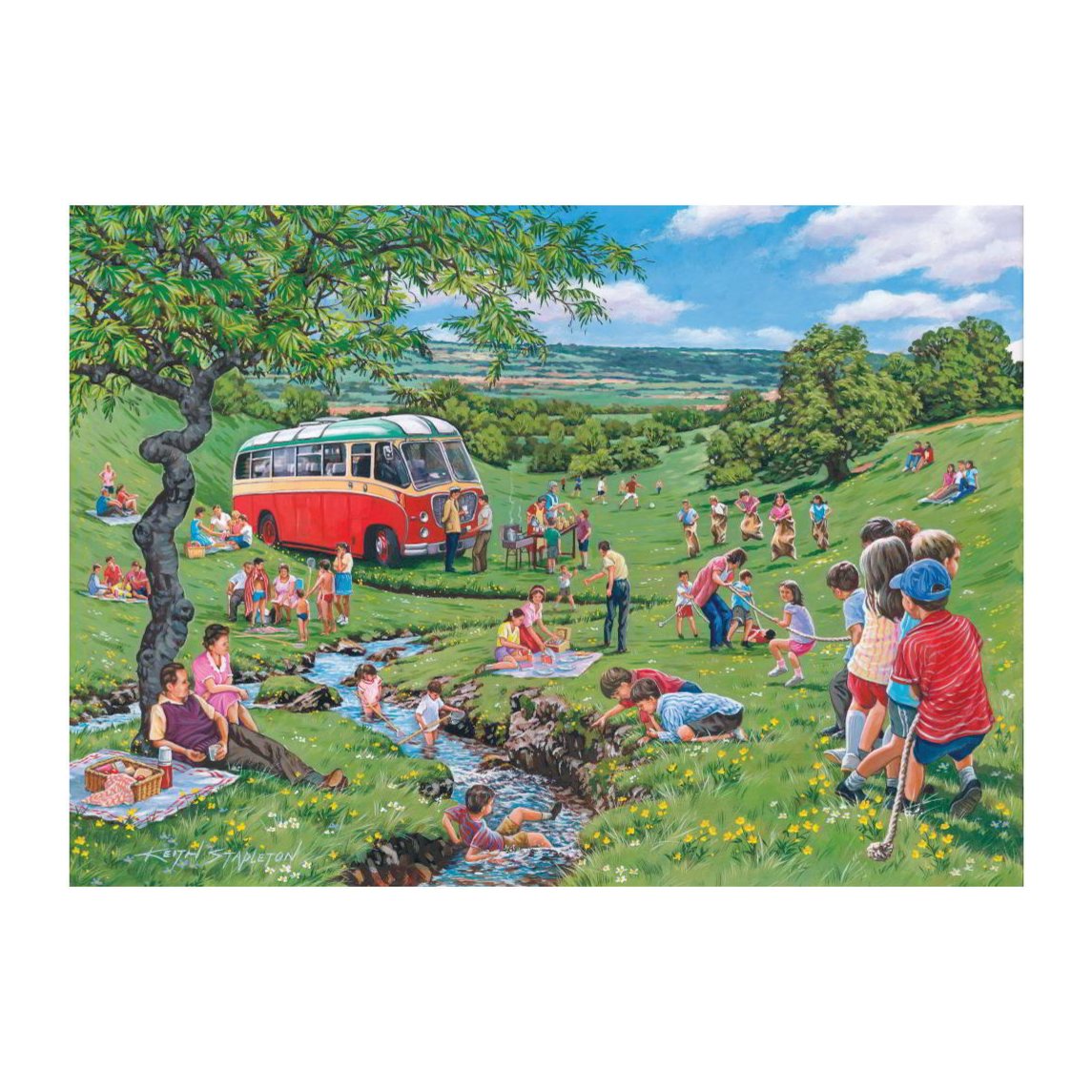 Sunday Picnic 500 piece jigsaw puzzle by House of Puzzles, alternate view