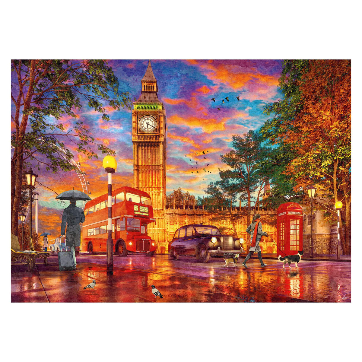 Sunset at Parliament Square, London 1000 piece jigsaw puzzle by Ravensburger, alternate view