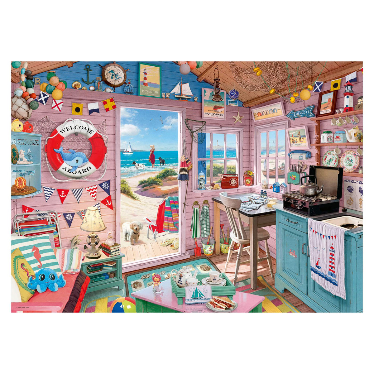 My Haven No. 7: The Beach Hut 1000 piece jigsaw puzzle by Ravensburger, alternate view