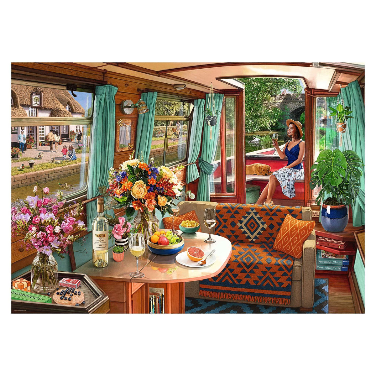 View from My Window No. 1: Canal Boat 1000 piece jigsaw puzzle by Ravensburger, alternate view