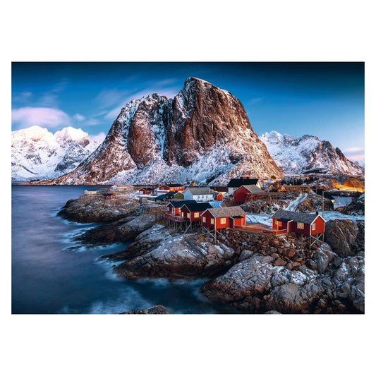 Village on Lofoten Islands 1000 piece jigsaw puzzle by Ravensburger, alternate view